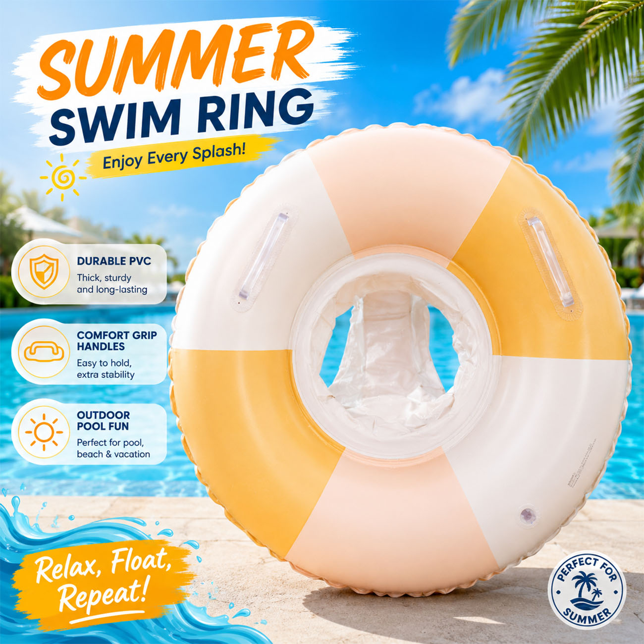 Pool Float Ring Inflatable - 1 Stück Aufblasbarer Schwimmring PVC Langlebiger