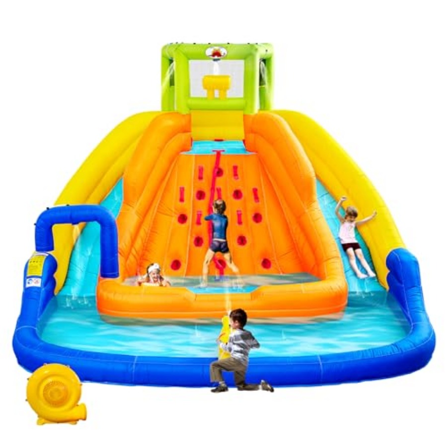 Water Slide Inflatable - Aufblasbare Wasserrutsche, Hüpfburg mit Wasserbecken, Tiefem