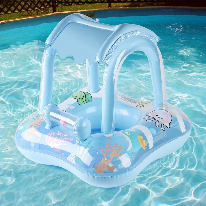 Pool Lounger Inflatable - Aufblasbare Pool-Liege mit Sonnenschutz, Komfort-Wasser-Schwimmring, Strandspielzeug