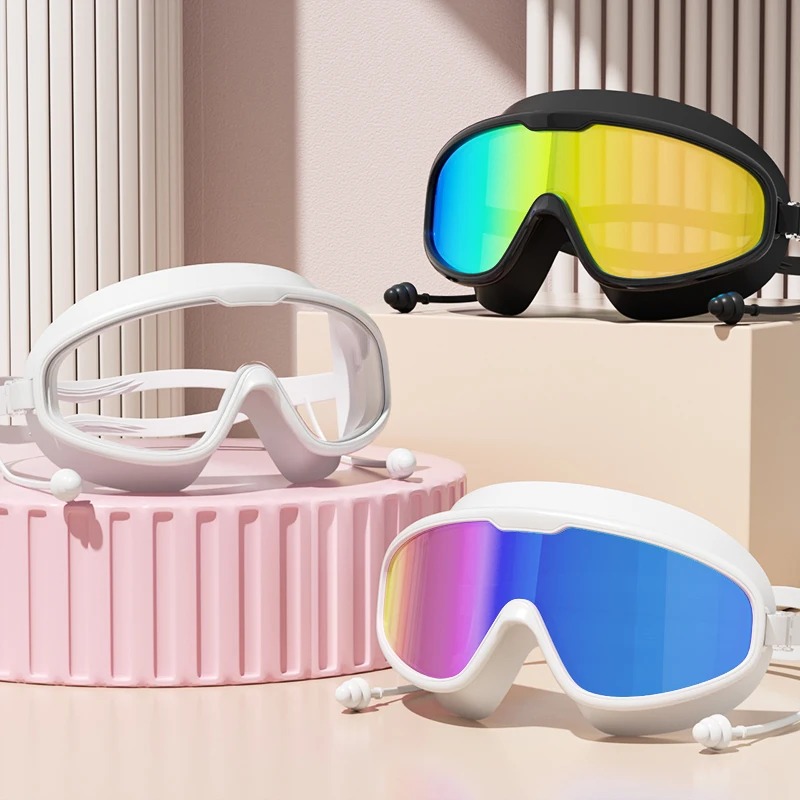 Swim Goggles Anti Fog Uv - Schwimmbrille mit großem Rahmen, HD Weitwinkel,