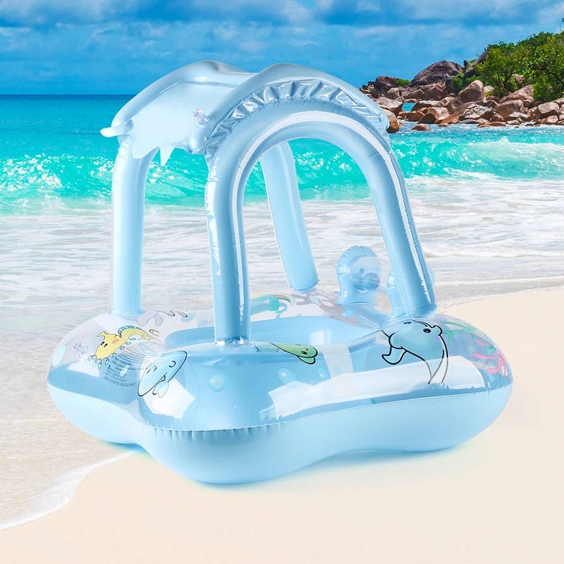 Pool Lounger Inflatable - Aufblasbare Pool-Liege mit Sonnenschutz, Schwimmring, Wasserspielzeug