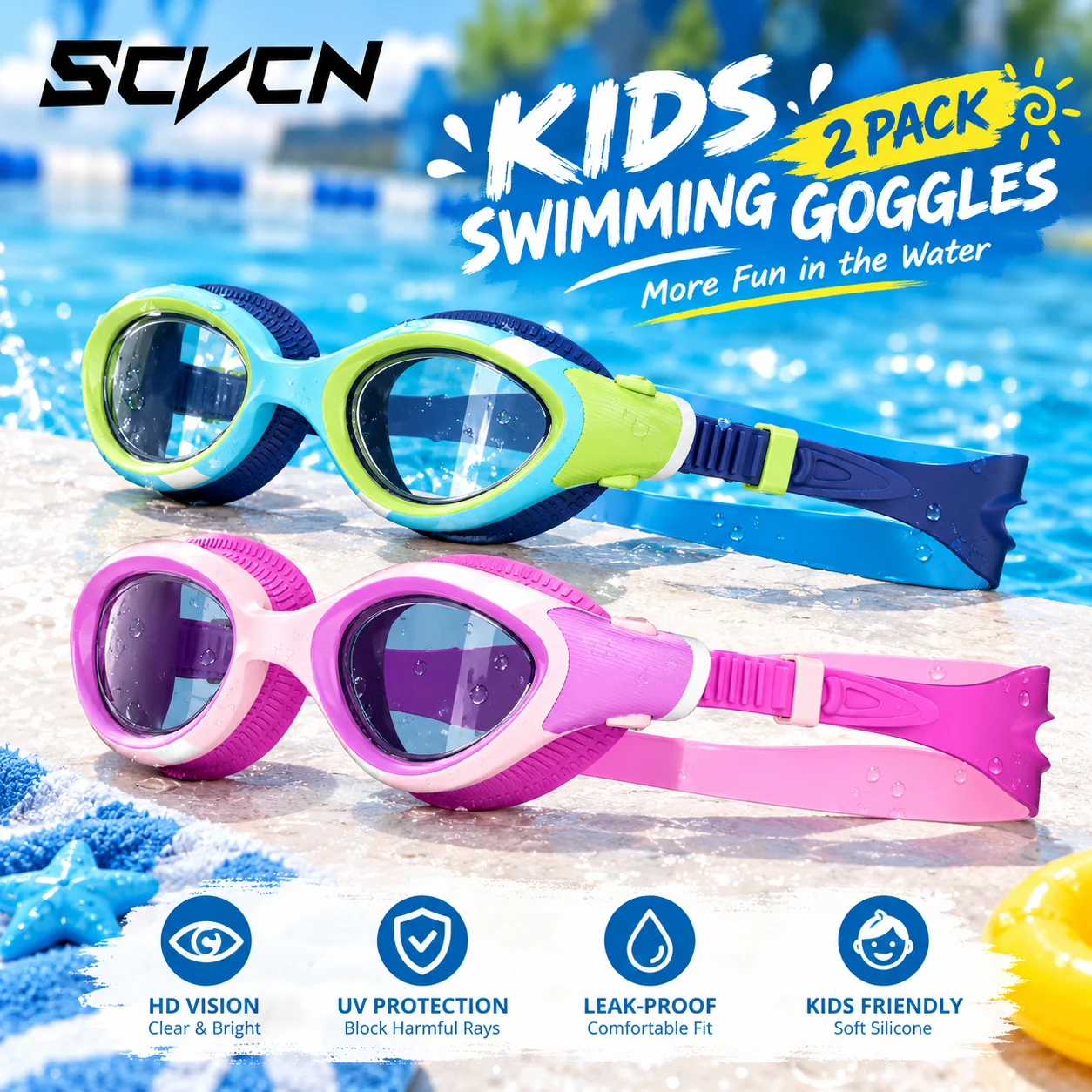2er-Pack SCVCN Kinder-Schwimmb – Swim Goggles Anti Fog Uv Bewertung und Preis